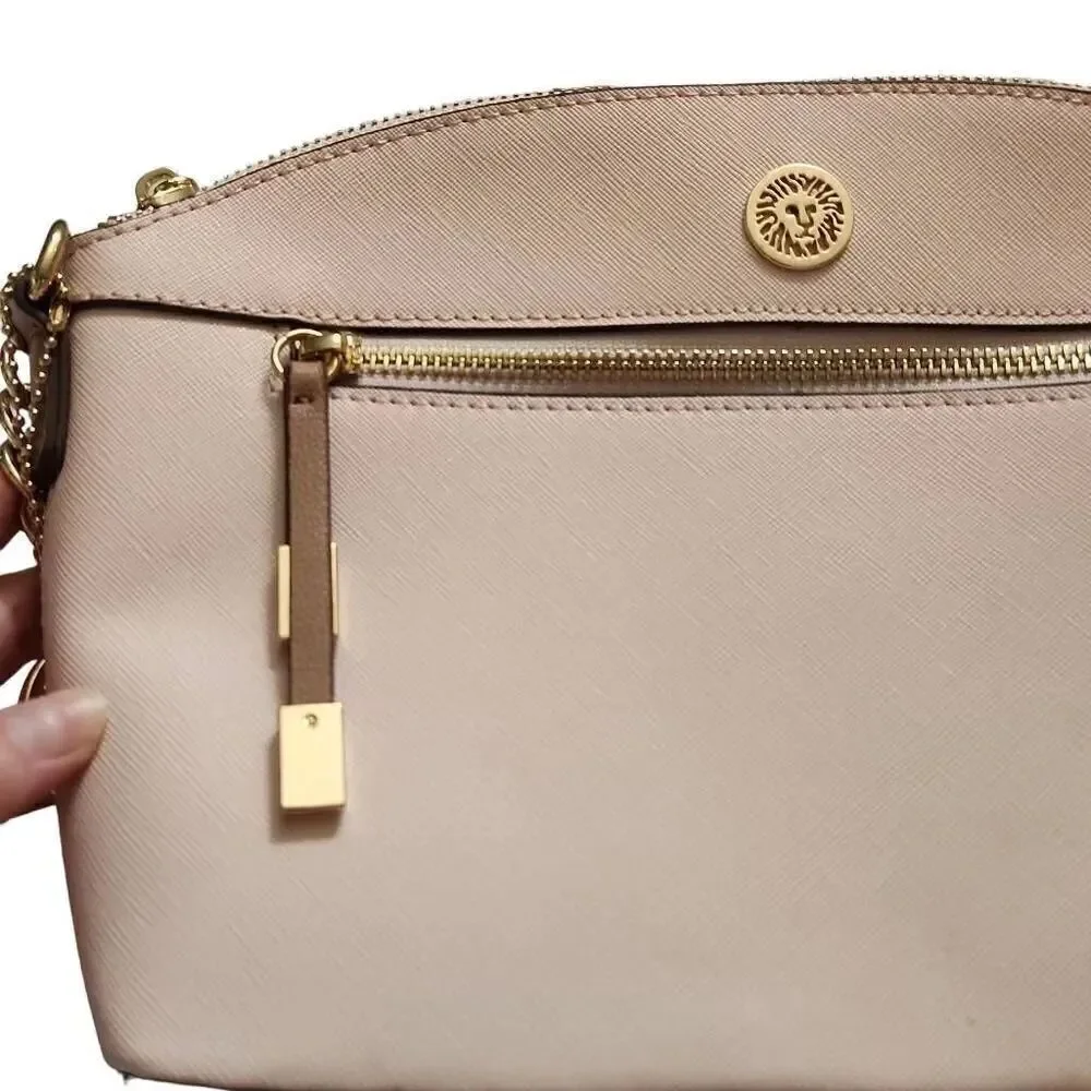 Anne Klein Ladies Pink, Gold & Tan Shoulder Bag
